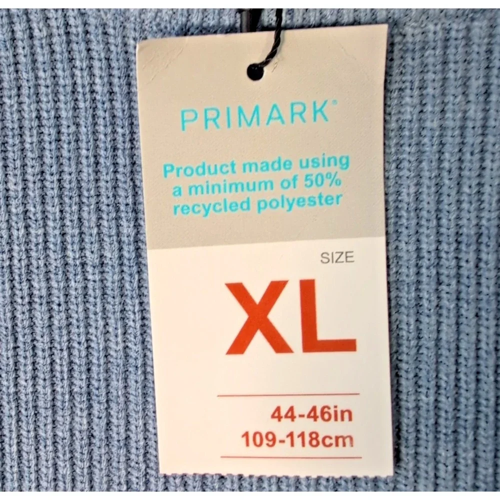 Primark Sweater Men's Size XL Blue Oeko‎ Tex Pullover Long Sleeve Textured Shirt